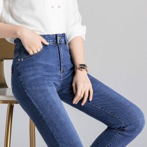 Vrouwen Jeans Gewassen Denim Straight Broek Elastische Pocket Grote Maat Lady Jeans Stretch Mom Jeans Vrouw Hoge Taille big Size