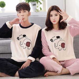 Xizou Paar Pyjama Sets Dikke Warme Winter Flanel Nachtkleding Mannen En Vrouwen Herfst Comfort Lange Mouwen Pyjama Pak Homewear