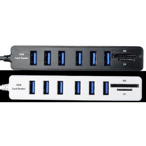 Usb Hub 2.0 Multi Usb Splitter 2.0 Usb Hub 6 Poorten Hab Mini Tf/Sd Kaartlezer Hoge Snelheid computer Accessoires Voor Pc Laptop