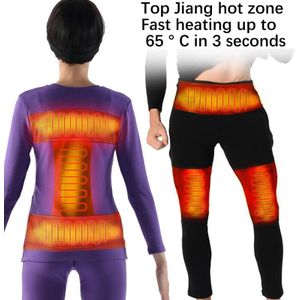 Winter Warm Verwarming Ondergoed Usb Verwarmde Katoen Thermische Mannen Vrouwen Paars Lange Tops Broek Sets Voor Outdoor Sport Ski