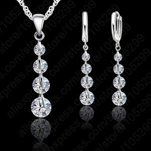 Romantische 925 Sterling Zilver Link Chain Crystal Hanger Voor Vrouwen Choker Bruiloft Sieraden Set