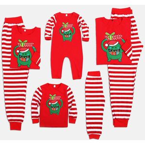 PatPat Kerst Strepen Monster Bijpassende Pyjama in Rode Lange Mouwen Ronde Kraag Winter Katoen voor Baby Meisje 3-12M Papa L