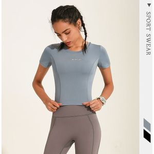 Strakke Yoga Kleding Vrouwelijke Stretch Running Sneldrogende Kleding Waren Dun Sport Shirt Korte Mouw T-shirt Fitness