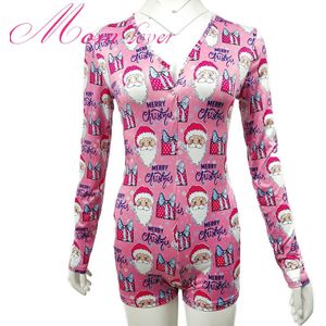 ML20176 Kerstman Serie Rompertjes Pyjama Voor Vrouwen Roze Jumpsuit Leuke 2xl Plus Size Kerst
