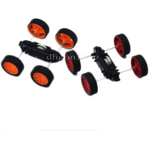 Een Rubber Band Model Wielen Hand DIY Auto Speelgoed Deel Vier wielen Drive Power Onderwijs Geel Rood Keuze