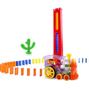 Domino Trein Model Auto Speelgoed Automatische Sets Up Kleurrijke Domino Blokken Spel Met Belasting Educatief Speelgoed