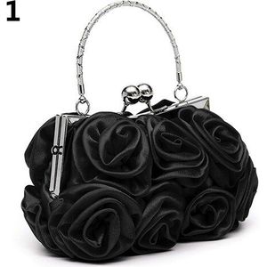 Vrouwen Mode Rose Bloem Patroon Clutch Bag Avond Party Bridal Handtas