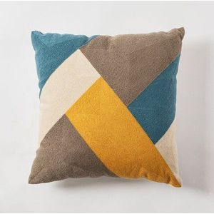 DUNXDECO Kussenhoes Decoratieve Kussensloop Moderne Abstracte Geometrische Katoenen Draad Volledige Borduren Sofa Stoel Beddengoed Coussin