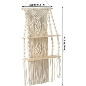 Bohemian Macrame Wandtapijt Rack Hand Geweven Muur Opknoping Bloem Opslag Houten Plank Wandtapijt Rack Muur Decoratieve Ornamenten