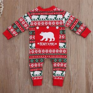 Pasgeboren Baby Jongens Meisjes Bear Xmas Lange Mouw Romper Jumpsuit Outfits Kleding Maat 0-24 m