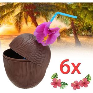 Hawaiian Beach Drink Cup met Stro Decoratie Rietje Plastic Kokosnoot Ananas voor Party Verjaardag Decoraties