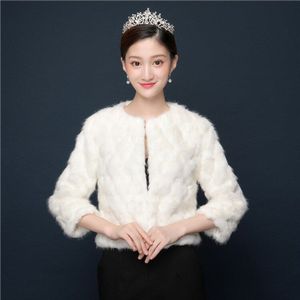 JaneVini Vrouwen Bolero Jassen voor Avondjurk Faux Fur Bruid Jas Sjaal Wrap Bolero Bruiloft Sjaal Bont Cape Winter Bridal mantel