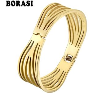 Bobasi Vrouwelijke Charme Armband Roestvrij Stalen Oppervlak Geometrie Unieke Armbanden &amp; Armbanden Gouden Kleur Sieraden Vrouw