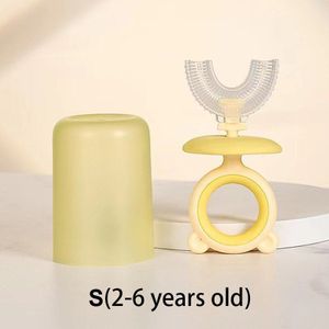 Tandenborstel Kinderen Siliconen Borstel Met Cup Oral Care U-Vormige Borstel 360 Bpa Gratis Food Grade Silicone Cleaning Tanden kids Items