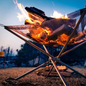 Outdoor Draagbare Fire Rack Vouwen Tafel Grill Rvs Punt Houtskool Kachel Super Licht Grid Verwarming Houtkachel Camping