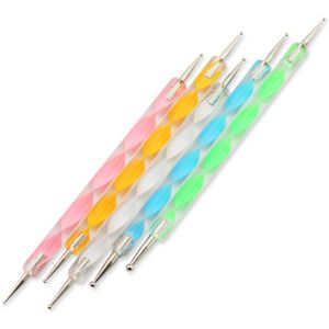 5 Stks/set Hout Puntjes Pen 2 Manier Gebruik Nail Art Houten Dot Pen Nagels Schilderen Diy Manicure Plukken Naalden Decoratie art Tool Kit