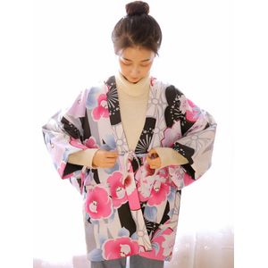 Japanse Winter Vrouwen Warm Kimono Dikke Katoen Gevoerde Haori Jas Gewatteerd Katoen Outterwear Bloemen Gedrukt Losse Overjas W035