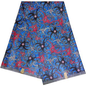 Afrikaanse Gegarandeerd Echte Wax Naaien Materiaal Blauw 100% Katoen Bloemenprint Stof Afrikaanse Batik Stof