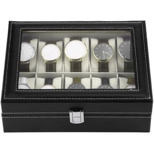 10 Slots Pu Lederen Horloge Doos Display Sieraden Armband Opslag Houder Box Case Black Horloge Kist Doos Caja De Horloge