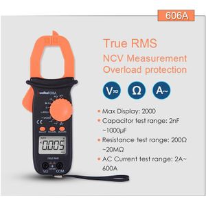 Ruoshui 606 Multimeter Smart Tools Alicate Amperimetro True Rms Huidige Ac/Dc Voltage Auto Range Nvc Digitale Klem meter