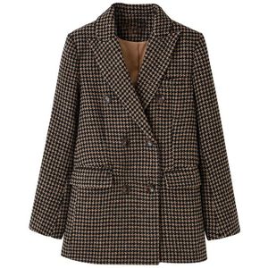 Wollen Pak Jassen Vrouwen Plaid Wollen Blazer Feminino Mode Casual Outer Kleding Herfst Winter Jas Jas Abrigos Mujer