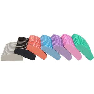 10Pcs Nail File 100/180 Half Moon Mix Kleur Nail Schuren Blokken Pedicure Manicure Care Nail Art Polijsten Gereedschap