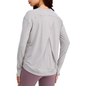 77% Nylon 23% Spandex Yoga Wear Tops Vrouwen Activewear Shirts Solid Ademende Winter Lange Mouwen Hoodies Sweatshirt Fitness