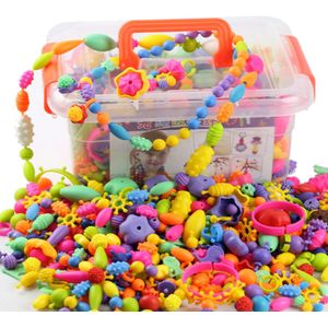 485 Pcs Kinderen Snoep Kleur Mode Plastic Pop Kralen Meisjes Snap Samen Kit Diy Ketting Armband Sieraden Maken Kralen Spelen speelgoed