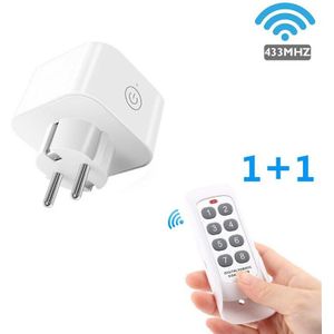 8 Toetsen Draadloze Afstandsbediening Smart Socket Eu Plug Muur 433Mhz Programmeerbare Elektrische Stopcontact Schakelaar 220V Huishouden
