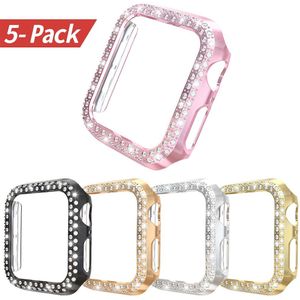 5 Pack Bling Pc Cover Voor Apple Horloge Se Case Series 6 5 4 3 Vrouwen Diamond Bumper Voor Iwatch 40Mm 44Mm 38Mm 42Mm Bescherm Shell