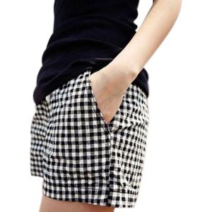 Mode Vrouwen Zomer Plaid Shorts Casual Losse Elastische Taille Alle-Wedstrijd Zomer Katoenen Korte Broek Plus Size 4XL BFJ55