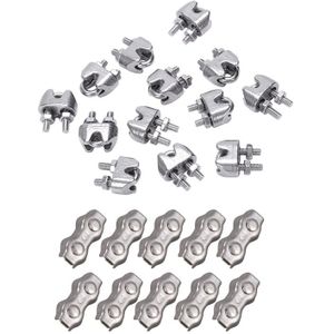 22 Pcs Roestvrij Staaldraad Kabel Clamp Fastener Draad Kabel Touw Grips Klemmen Remklauw, 12 Stuks 2Mm & 10 Stuks M