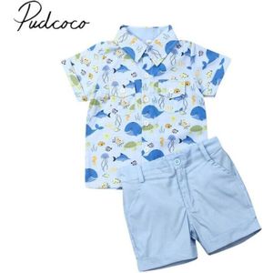 Baby Zomer Kleding Baby Jongens Baby Kids Whale Print Tops Shirts Shorts Bottoms Dieren Print 2 Stuks Set Outfits kleding