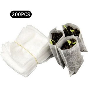 1000 Stuks Niet-geweven Afbreekbaar Zaailingen Lift Tassen Stoffen Kwekerij Zakken Pot Bloemen Zaad Pouch Potplanten Grow Bag ademend