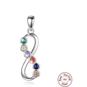 Eudora 925 Sterling Sillver Geluk 8 Vorm Ketting Infinity Ketting Met Kleurrijke Cz Voor Vrouwen Meisje Vriendschap Sieraden D553