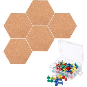 5 Pack Hexagon Kurk Boord Met 50 Stuks Pins Zelfklevende Diy Prikbord Mini Muur Bulletin Boards Voor Foto 'S foto 'S Drawi