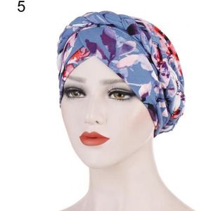 Mode hoofddoek voor Moslim vrouwen Bloemenprint Vlecht Moslim Vrouwen Tulband Hoed Chemo Cap Headwrap Hoofddeksels haar decoratie