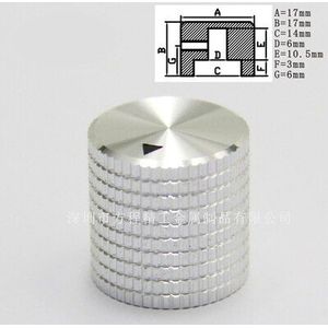 5Pcs Aluminium Knop Potentiometer Knop 17*17*6Mm Raster Potentiometer Cap Volume Knop Switch Cap Encoder voor Versterker