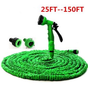 Groen & Blauw 25FT--100FT Flexibele Tuinslang Plastic Magic Extensible slang Voor Auto Waterleiding Slangen Met 7 Functie Spuiten Gun