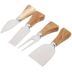 4 Stks/set Messen Kaasrasp Board Set Bamboe Houten Handvat Kaas Mes Slicer Kit Keuken Koken Tool Kaas Cutter Slicer
