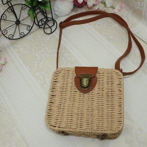 USA Casual Vrouwen Girl Rotan Stro Tas Geweven Vierkante Gevlochten Handtas Crossbody Strand Zomer Zakken