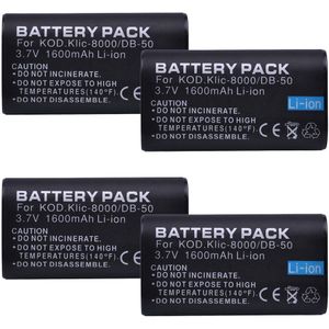 1600Mah KLIC-8000 KLIC8000 DB50 Batterij Voor Kodak Easyshare Z1012 Is, Z1015 Is, Z1085 Is Z1485 Is, z612, Z712, Z812 Is, Z8612 Is