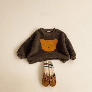 Winter Baby Meisjes Jongens Leuke Cartoon Beer Dikker Warm Sweatshirts Tops Kids Kinderen Lange Mouw Truien Bovenkleding