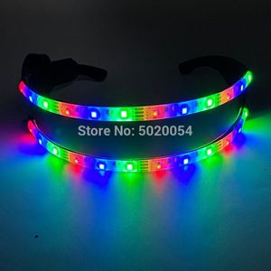 Rave Festival Led Bril Trendy Lichtgevende Zonnebril Neon Led Light Up Shutter Vormige Glazen Rave Dj Heldere Kostuum Par