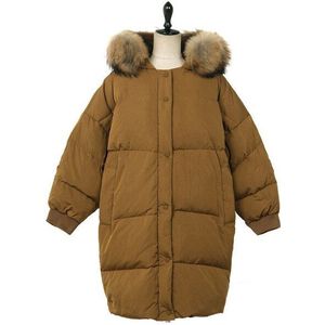 Winter Jas Vrouwelijke Jas Bontkraag Warm Losse Down Parka Toevallige Lange Hoodie Beneden Katoenen Jas Vrouwen Куртка Зимняя Женская