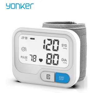 Yonker Tonometer Automatische Pols Digitale Bloeddrukmeter Digitale Lcd Sphgmomanometer Hartslagmeter Meter Bp Monitor