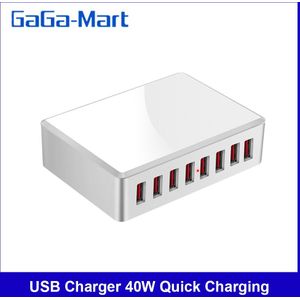 WLX-T9 8 Port Usb Charger 40W Quick Opladen Draagbare Oplader Station Voor Mobiele Telefoon/Tablet/Meerdere Usb apparaten Eu Plug
