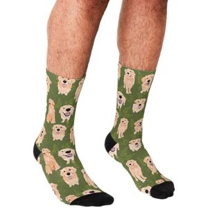 Grappige Mannen Sokken Golden Retrievers En Varens Patroon Gedrukt Hip Hop Mannen Gelukkig Sokken Leuke Jongens Street Style Crazy sokken Voor Mannen