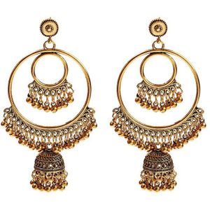 Retro Indian Sieraden Jhumka Jhumki Oorbellen Gypsy Goud Zilver Kleur Kwastje Oorbellen Voor Vrouwen Mode-sieraden