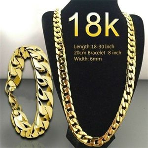 Luxe Mannen Gouden Ketting 6Mm Breedte Ketting Mode Fijne Ketting Armband Unisex Ketting Sieraden Maat: 18-30 Inches